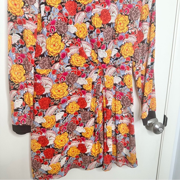 Zara Floral Long Sleeve Faux Wrap Skirt Mini Dress - Picture 2 of 8
